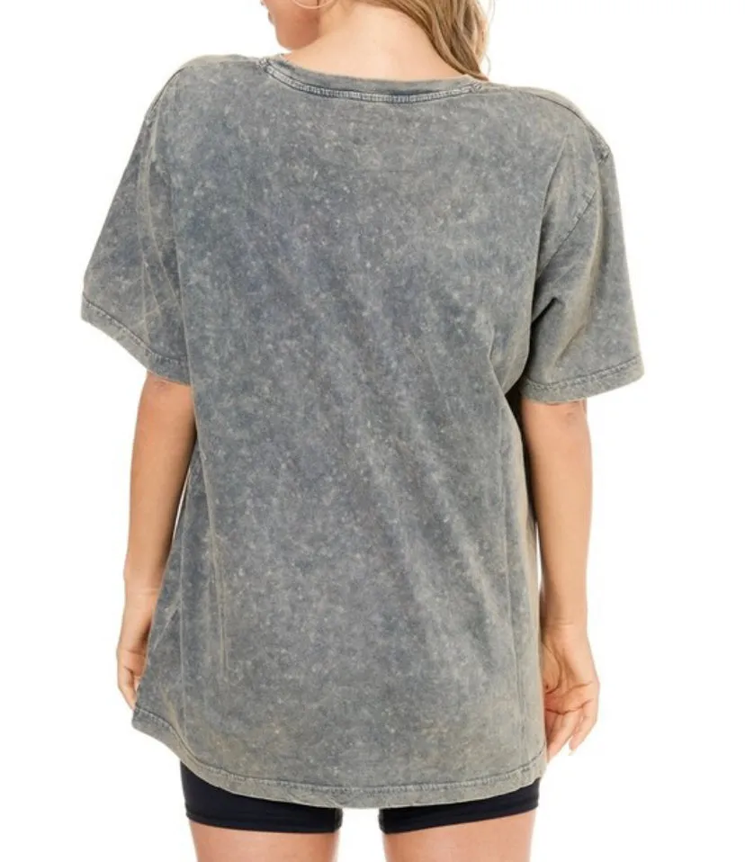 Smiley Tee in Denim Gray