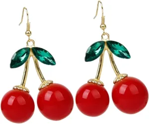 SOIMISS Earrings for Women Gold Plated Studs Red Dangle Earrings Trendy Material Plastic Alloy Size 1.46 x 2.36 x 0.75 Inch