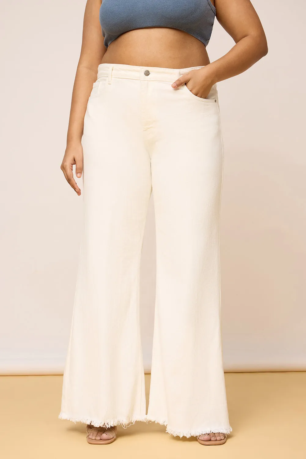 Statement White Curve Bootcut Jeans