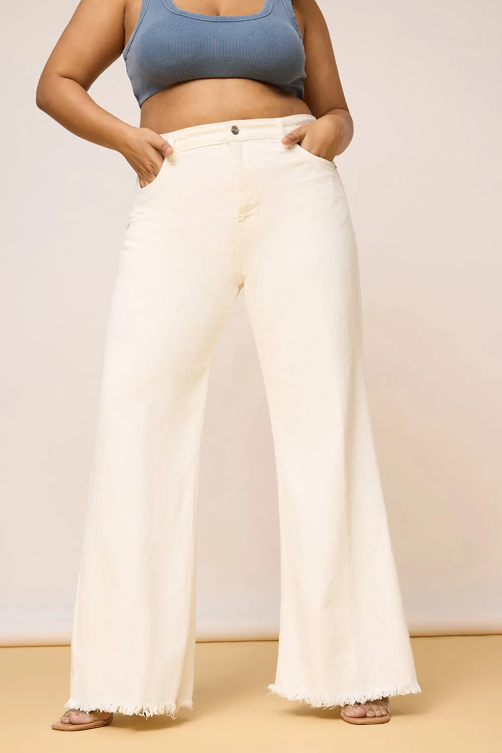 Statement White Curve Bootcut Jeans