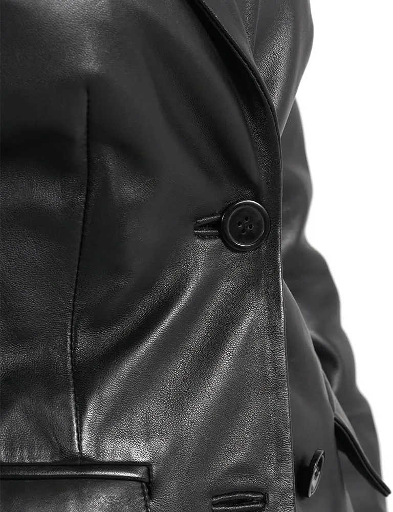 STREGA Women's Leather Blazer Jackets, Lambskin Leather Blazer Women-Casual Coat Suit Style Leather Jacket Women.