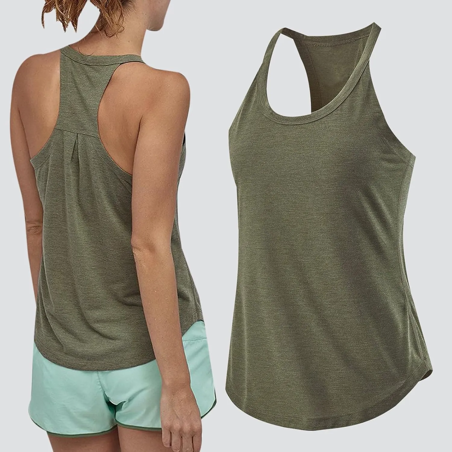 Tank Top for Women Racerback Loose Athletic Cami Tops Sleeveless Curved Hem Casual Running Baseball Workout Vest