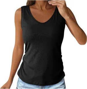 Tank Top with Built in Bra for Women Loose Fit Summer Casual Shirt Scoop Neck Trendy Sleeveless Ladies Clothes