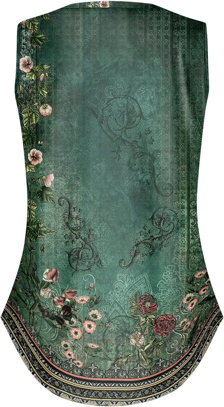 Tank Tops for Women 2025 Loose Fit V Neck Dressy Casual Tops Sleeveless Floral Print Shirts Summer Trendy Tank Tops