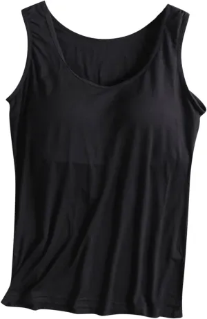 Tank Tops with Built in Bra Women Modal Padded Yoga Camisole Shelf Bras Plus Size Basic Racerback Workout Undershirt