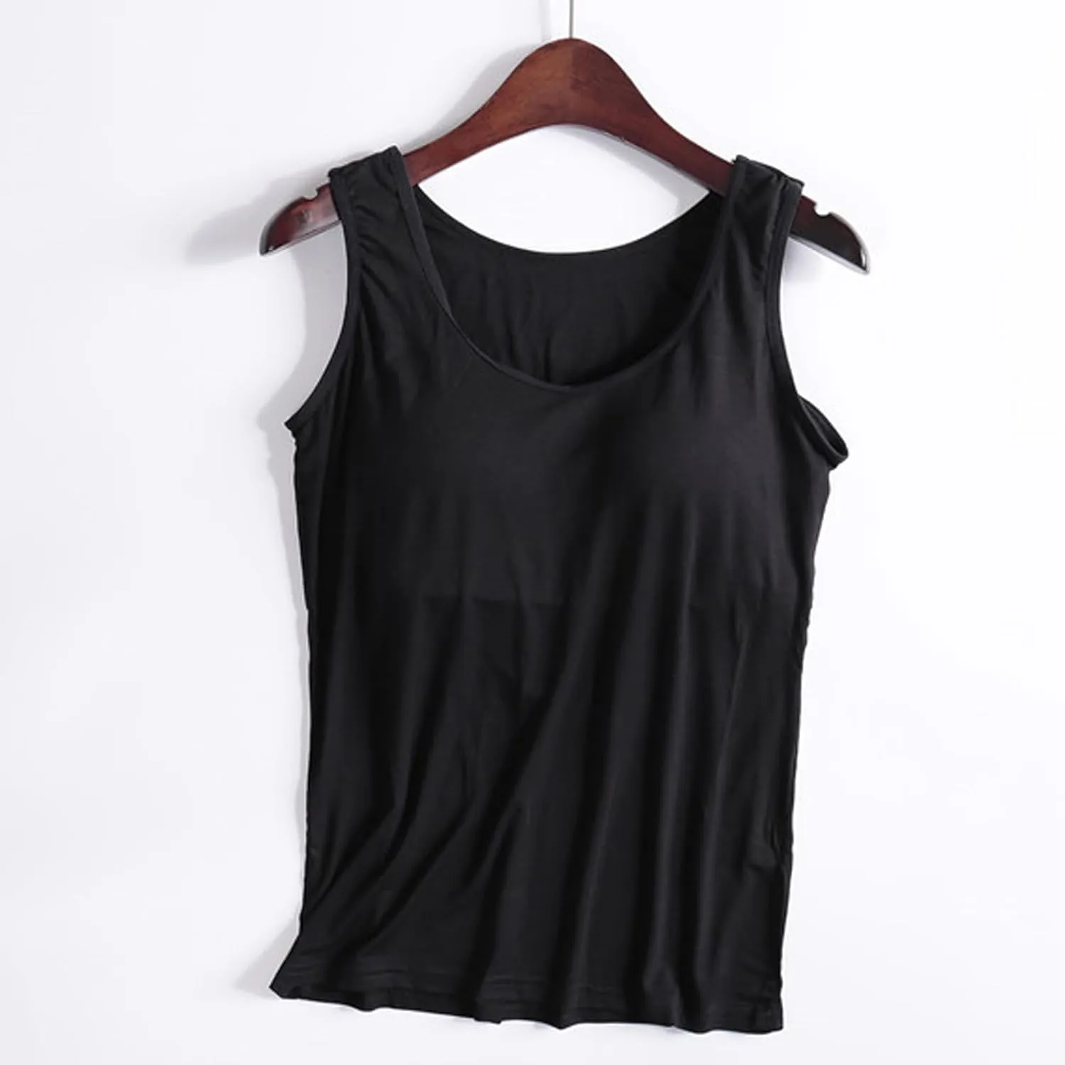 Tank Tops with Built in Bra Women Modal Padded Yoga Camisole Shelf Bras Plus Size Basic Racerback Workout Undershirt