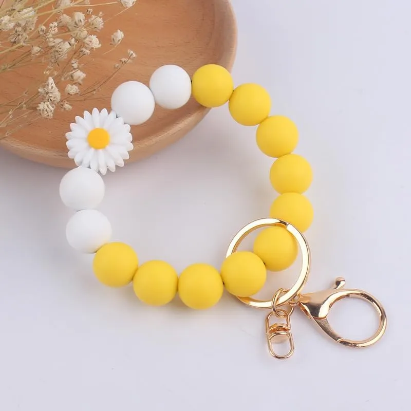 tenghong2021 Portable Beaded Key Chain Bracelet Wristlet Car Keychain Car Key Ring for Women Men House Key Chain Holder