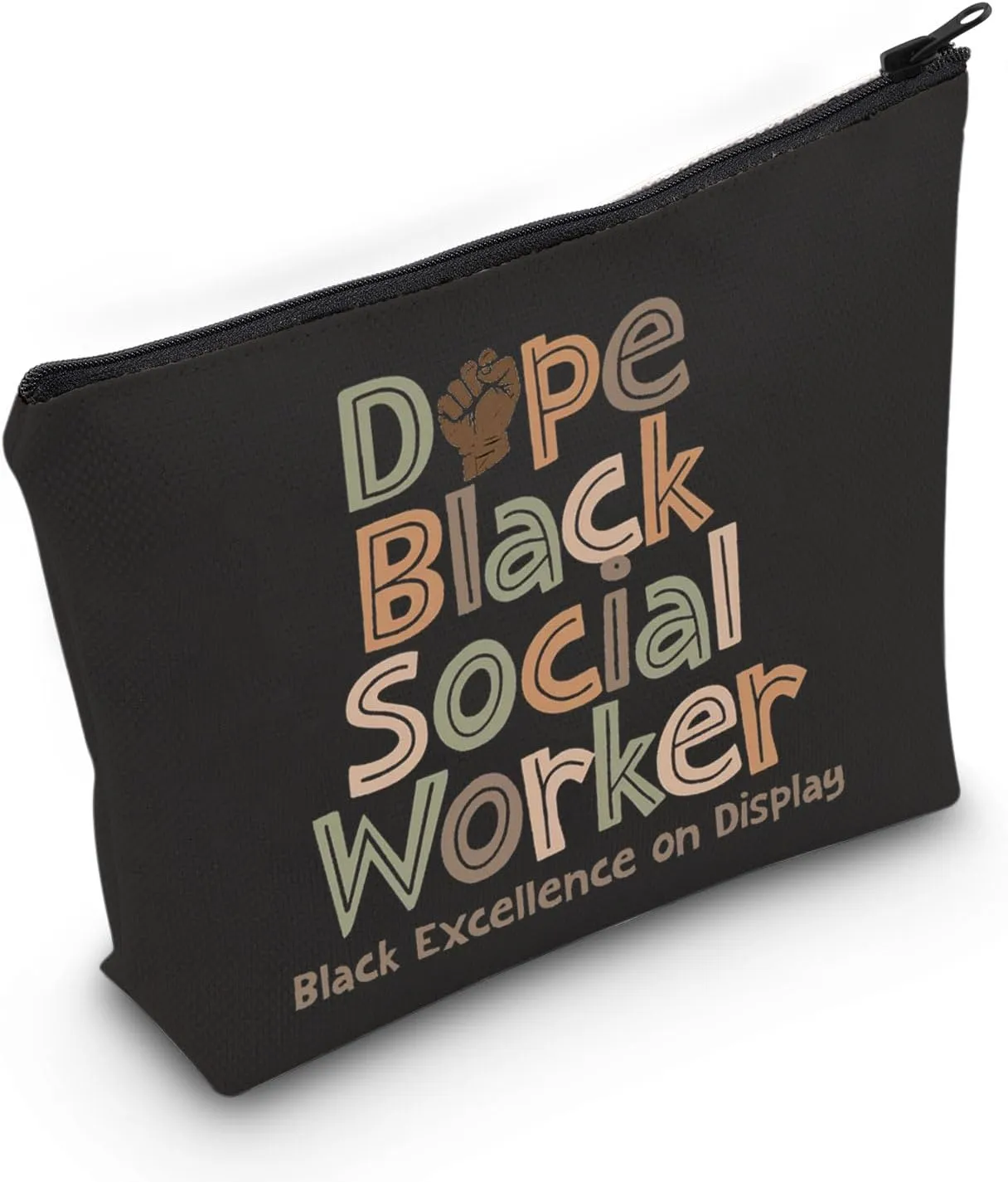 TGBJE Dope Black Social Worker Makeup Bag Social Worker Gift Black History Month Zipper Pouch Black Pride Gift LCSW MSW Gift (Dope Black bag)