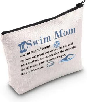 TGBJE Swim Mom Makeup Bag Swim Coaches Gifts Swim Team Inspirational Gift for Swimmers Zipper Pouch Swimming Lover Gift (Swim Mom bag)