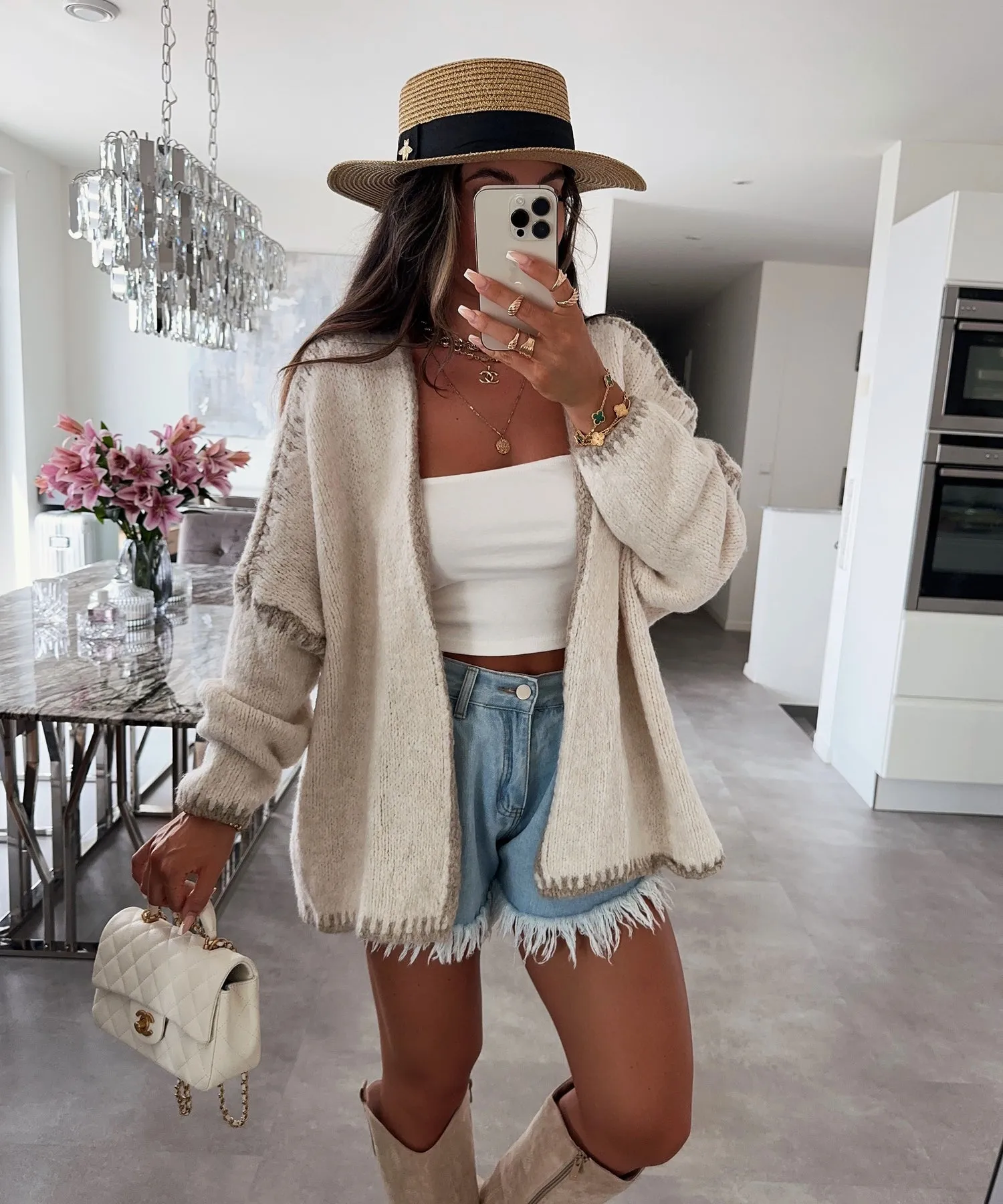 Thick Needle Knitted Sweater Coat Solid Color Loose Cardigan