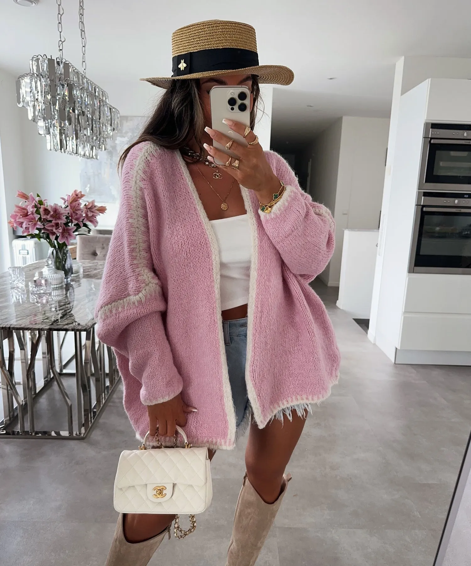 Thick Needle Knitted Sweater Coat Solid Color Loose Cardigan