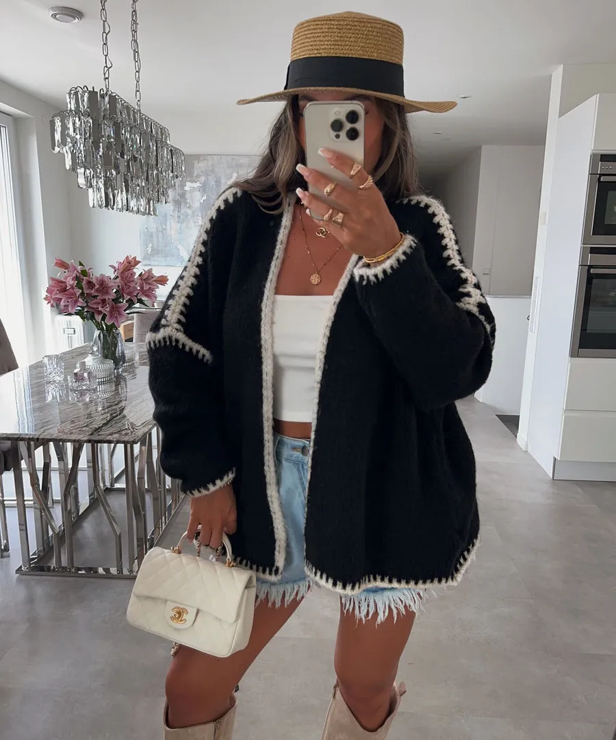 Thick Needle Knitted Sweater Coat Solid Color Loose Cardigan