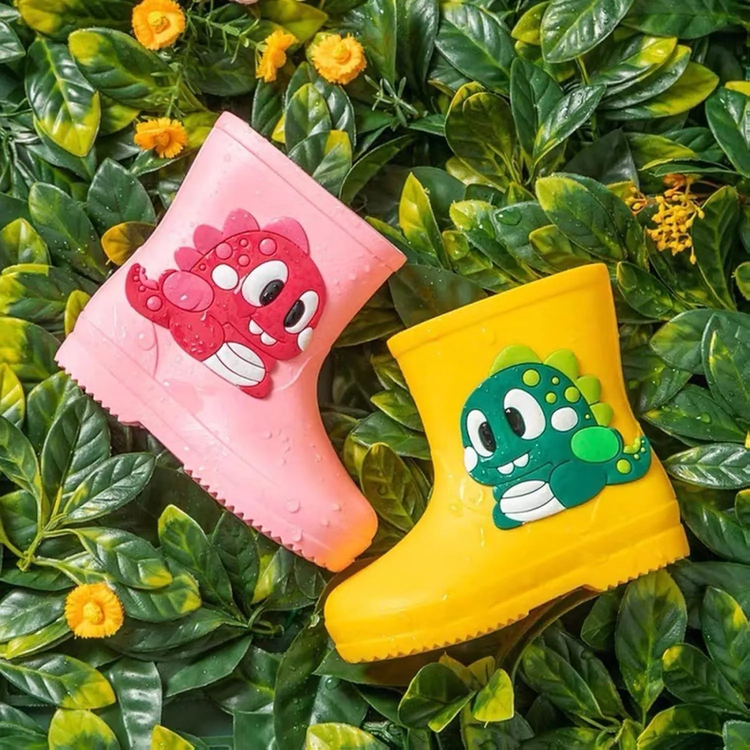 Toddler Dinosaur Rain Boots, Waterproo Rubber Kids Rain Boots for Girls Boys Unisex-Child Outdoor Rain Boots