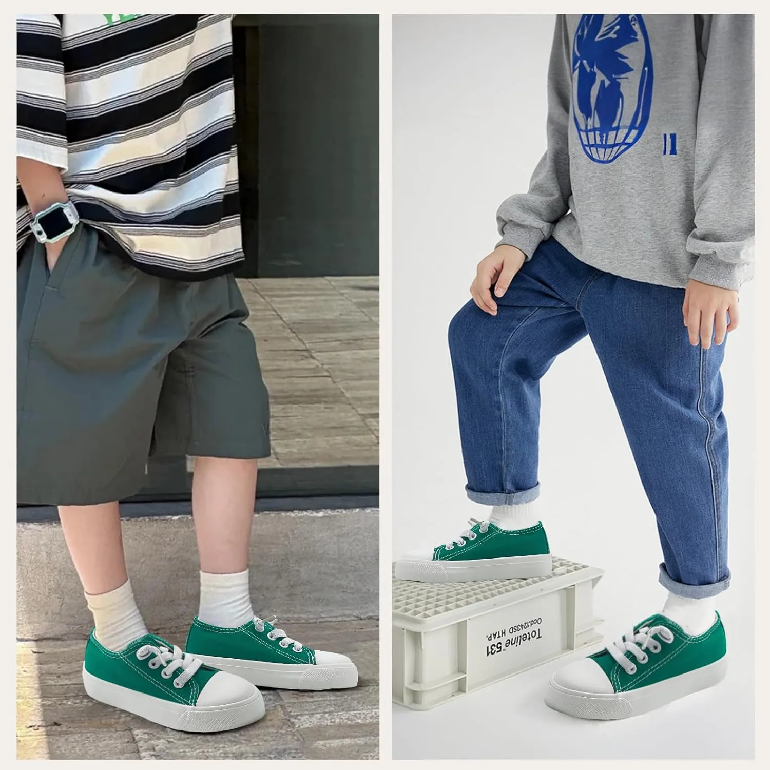 Toddler Kids Sneakers Boys and Girls Canvas Shoes Slip On Lightweight Walking Shoes for Little Big Kids