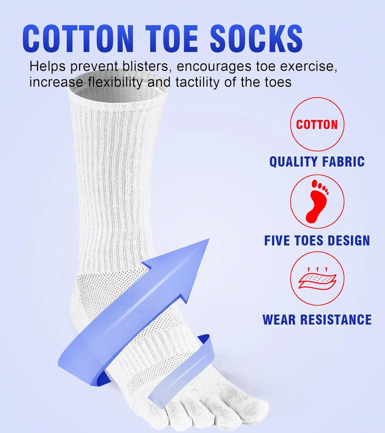 Toe Socks for Men 5 Finger Cotton Athletic Running Wicking 4 Pack/3 Pack