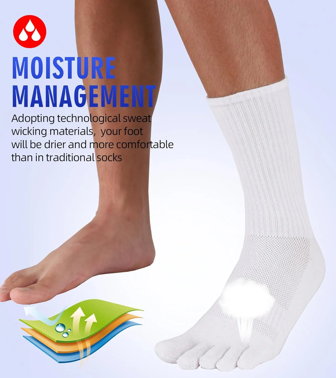 Toe Socks for Men 5 Finger Cotton Athletic Running Wicking 4 Pack/3 Pack