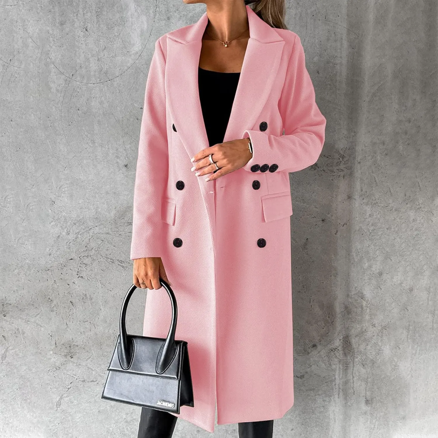 Trench Coat Women Winter Warm Wool Blend Camel Peacoat Elegant Notched Collar Double Breasted Over Coat Outwear