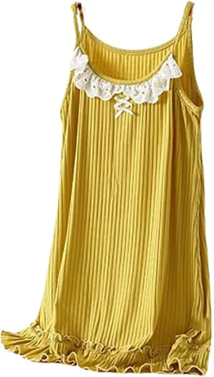 Uillui Nightgown for Women Modal Loose Sleepwear Spaghetti Strap Pajama Dress Loungewear Comfy Sleepshirt Nightdress Chemise
