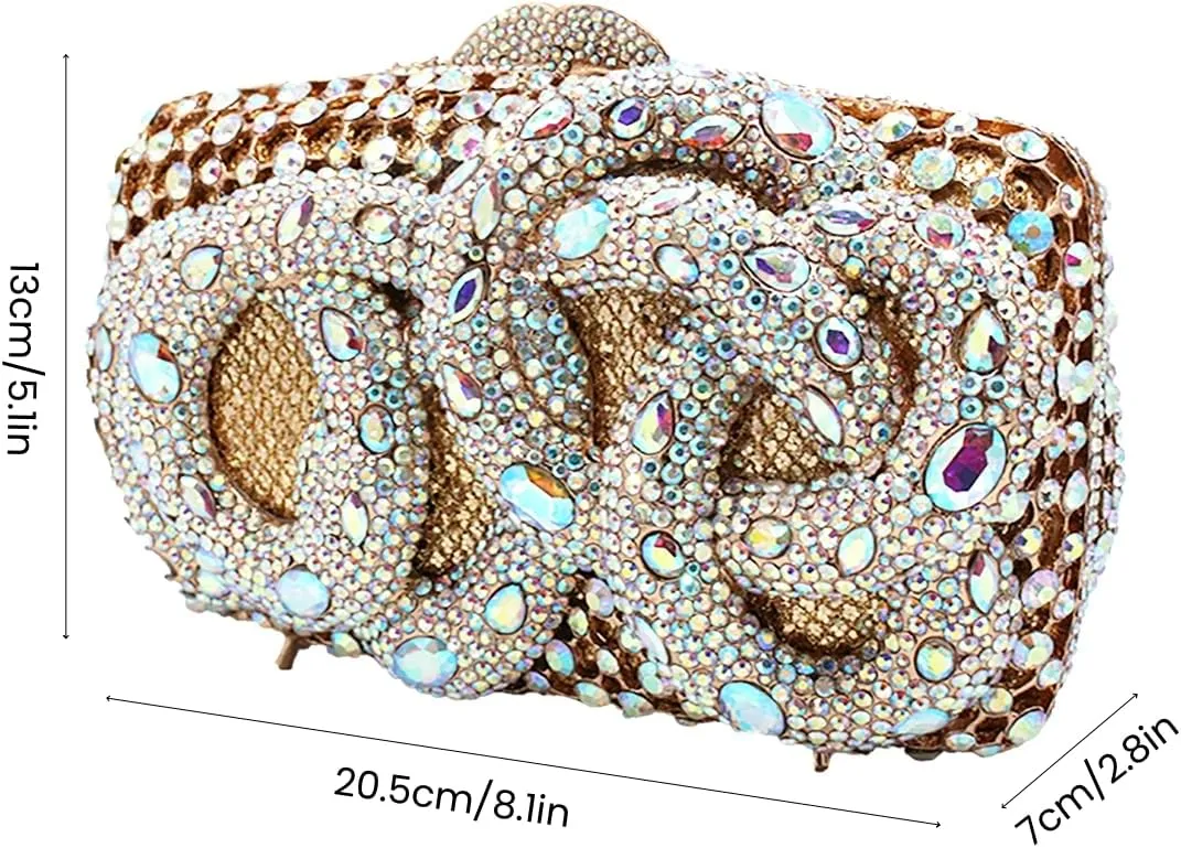 UMREN Sparkly Snake Rhinestones Clutch Women Evening Bag Luxury Crystal Clutch Purse Glitter Handbag for Wedding Party Prom