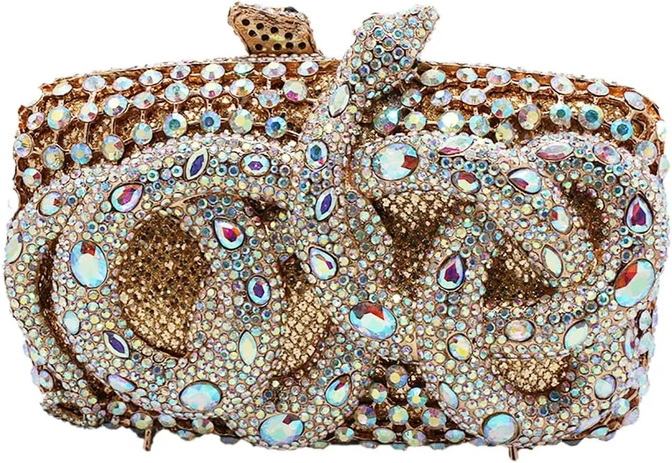 UMREN Sparkly Snake Rhinestones Clutch Women Evening Bag Luxury Crystal Clutch Purse Glitter Handbag for Wedding Party Prom