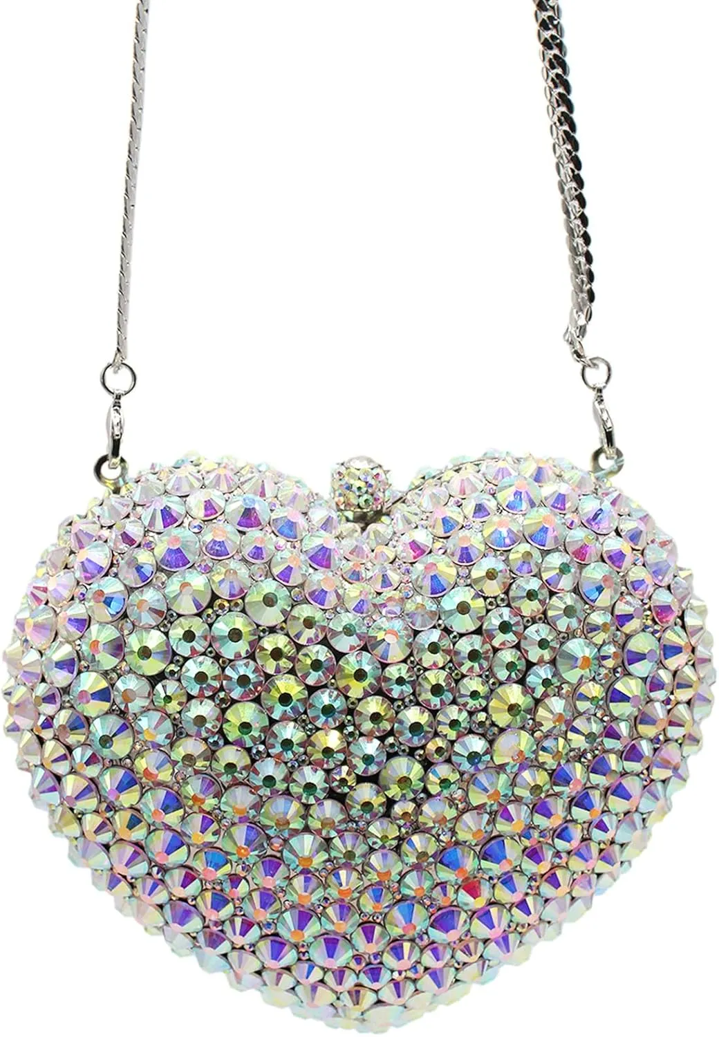 UMREN Women Cute Heart Shape Rhinestones Clutch Purse Glitter Mini Love Handbag Sparkly Evening bag Clain Shoulder Bag