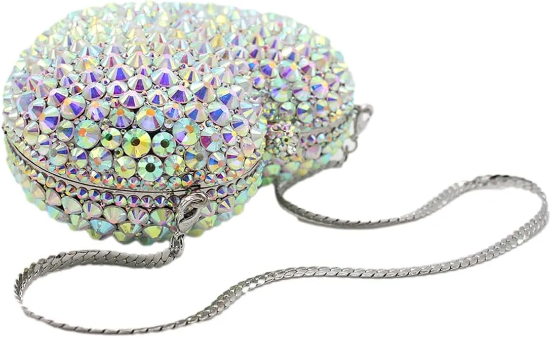 UMREN Women Cute Heart Shape Rhinestones Clutch Purse Glitter Mini Love Handbag Sparkly Evening bag Clain Shoulder Bag