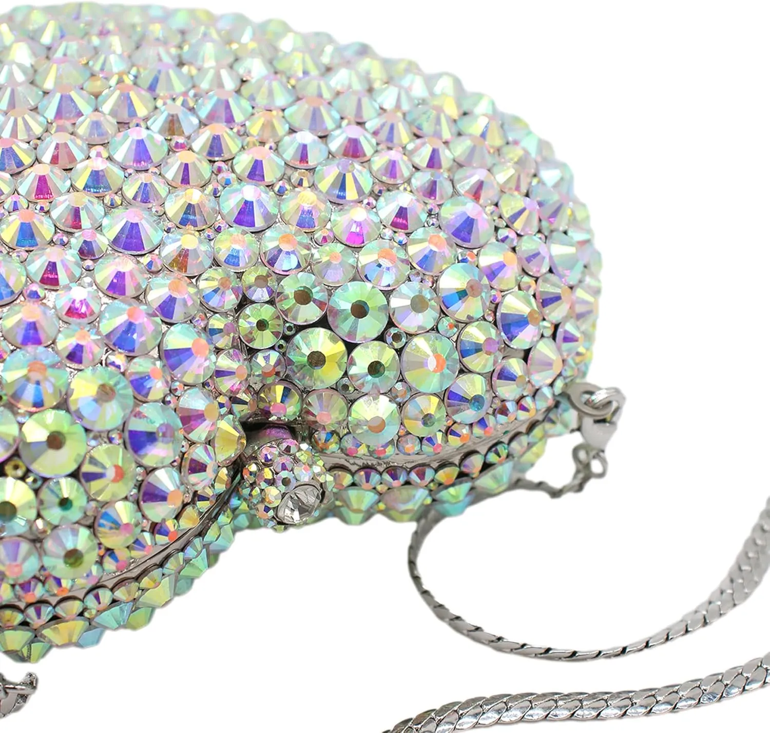 UMREN Women Cute Heart Shape Rhinestones Clutch Purse Glitter Mini Love Handbag Sparkly Evening bag Clain Shoulder Bag