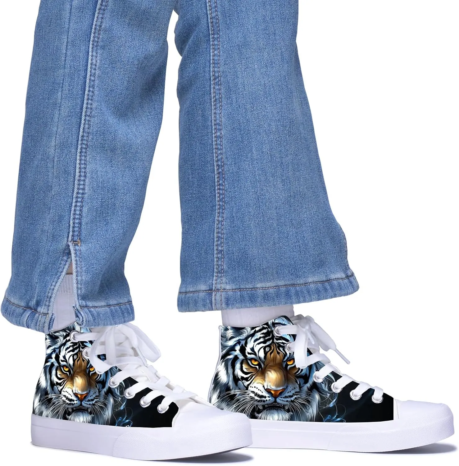 Unisex Fashion High Top Sneakers Classic Lace-Up Canvas Shoes Casual Cool Hip Hop Tennis Walking Shoes for Men Women