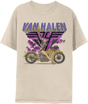 Van Halen Motorcycle Girl Adult Short Sleeve T Shirt American Rock 80s Music Vintage Style Graphic Tees