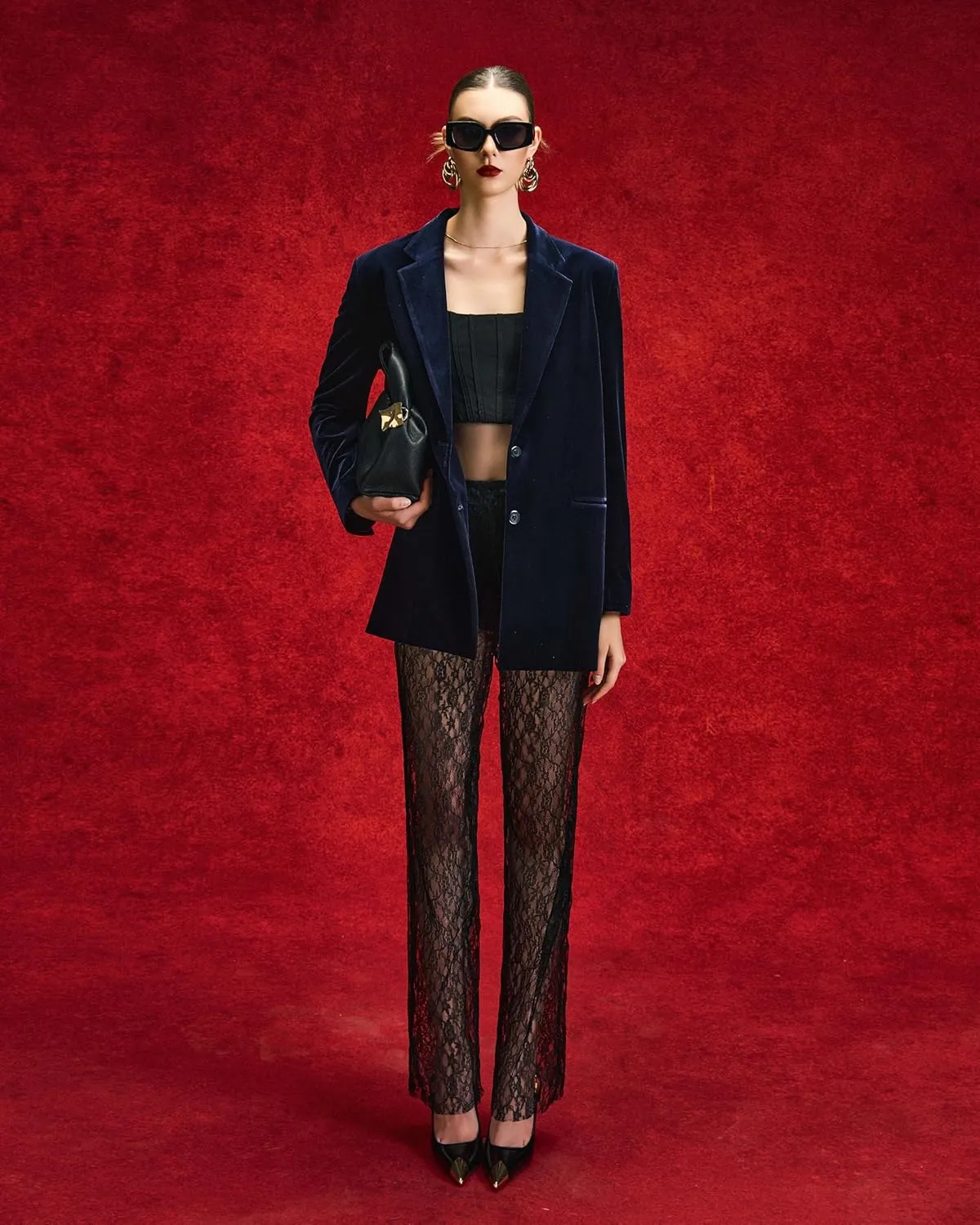 Velvet Womens Blazer, Trendy Oversized Fit, Long Sleeve Blazers for Women, Office Attire, Business Casual, Work Clothes