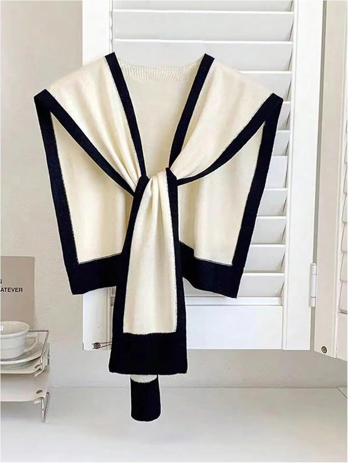 Verdusa Women's Casual Shawl Wraps Striped Knitted Knotted Shawls Scarf Cape