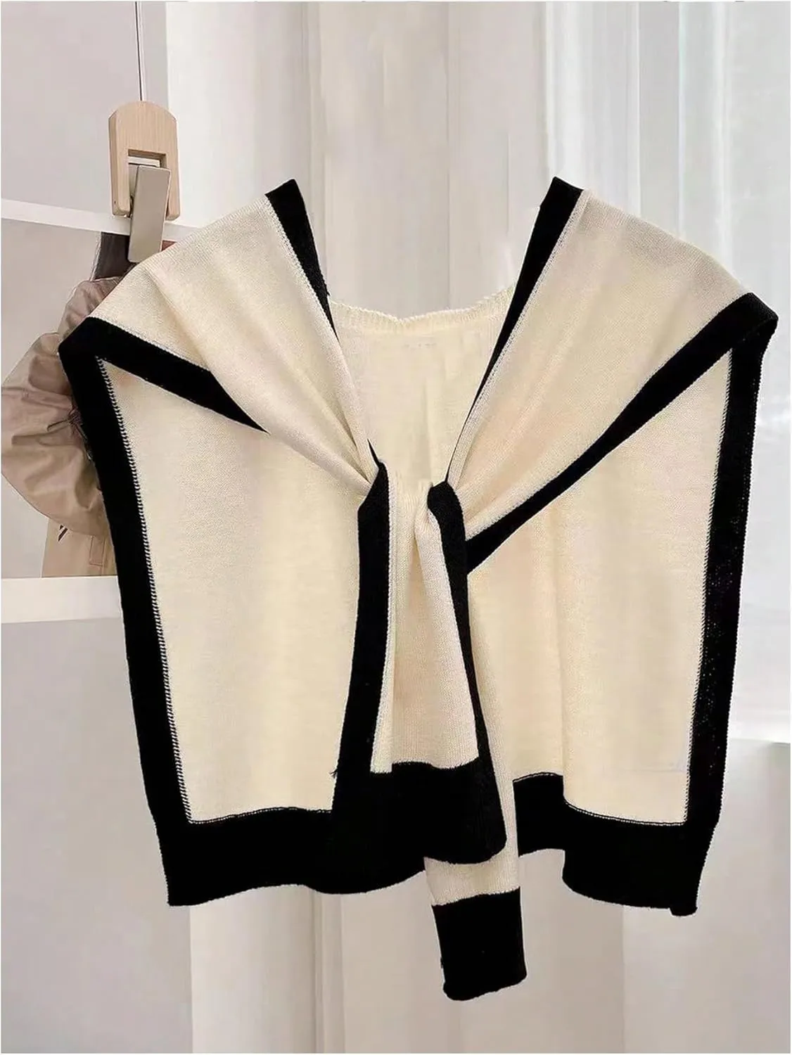 Verdusa Women's Casual Shawl Wraps Striped Knitted Knotted Shawls Scarf Cape