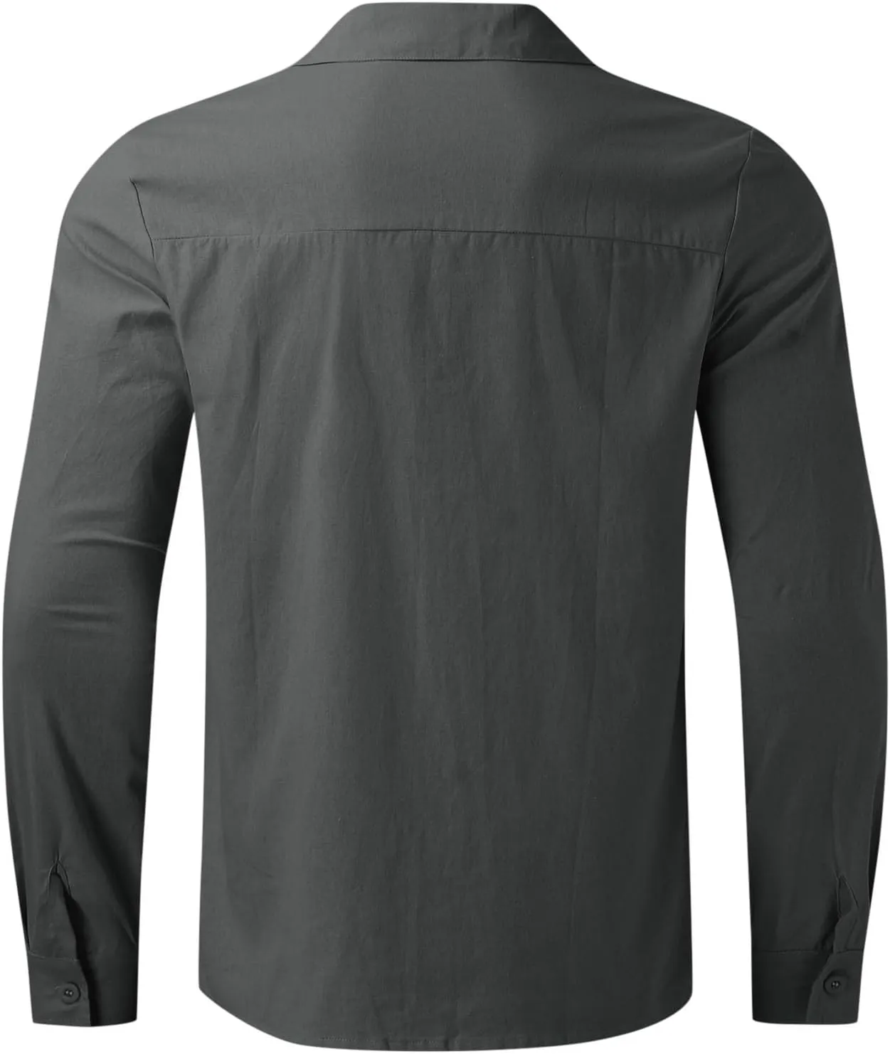 Vickyleb Button Down Linen Dress Shirts for Men Casual Long Sleeve Solid Color Regular Fit Cotton Beach Summer Shirts