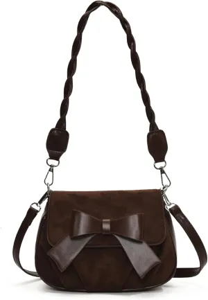 Vintage Chic Shoulder Bag Crossbody Bag Stylish Bow Tie Small Square Bag Satchel Purse Chic Work Bag for Women