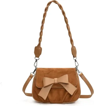 Vintage Chic Shoulder Bag Crossbody Bag Stylish Bow Tie Small Square Bag Satchel Purse Chic Work Bag for Women