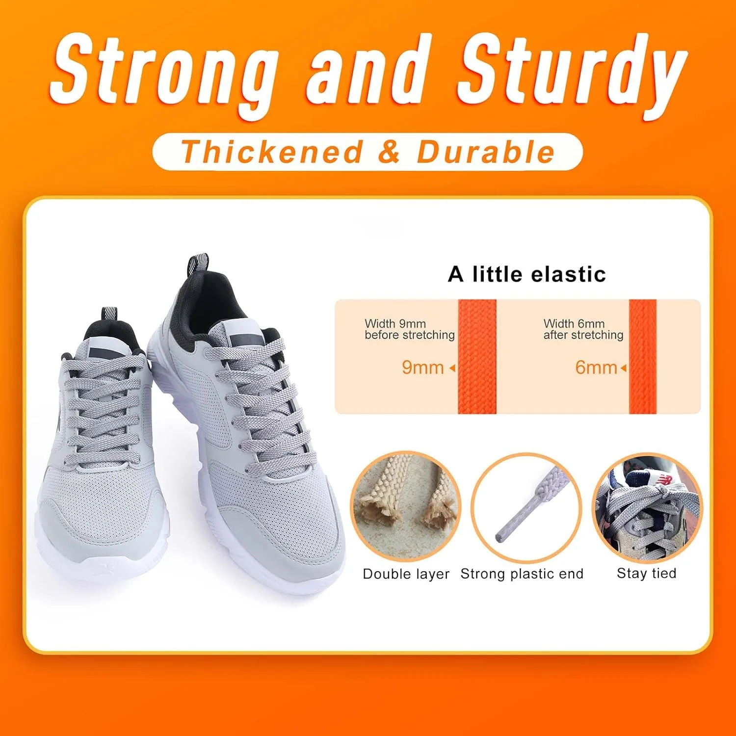 VSUDO Double Layer Shoe Laces for Sneakers,5/16" Flat Shoelaces Compatible with Converse, Vans, and Air Force - 2 Pairs