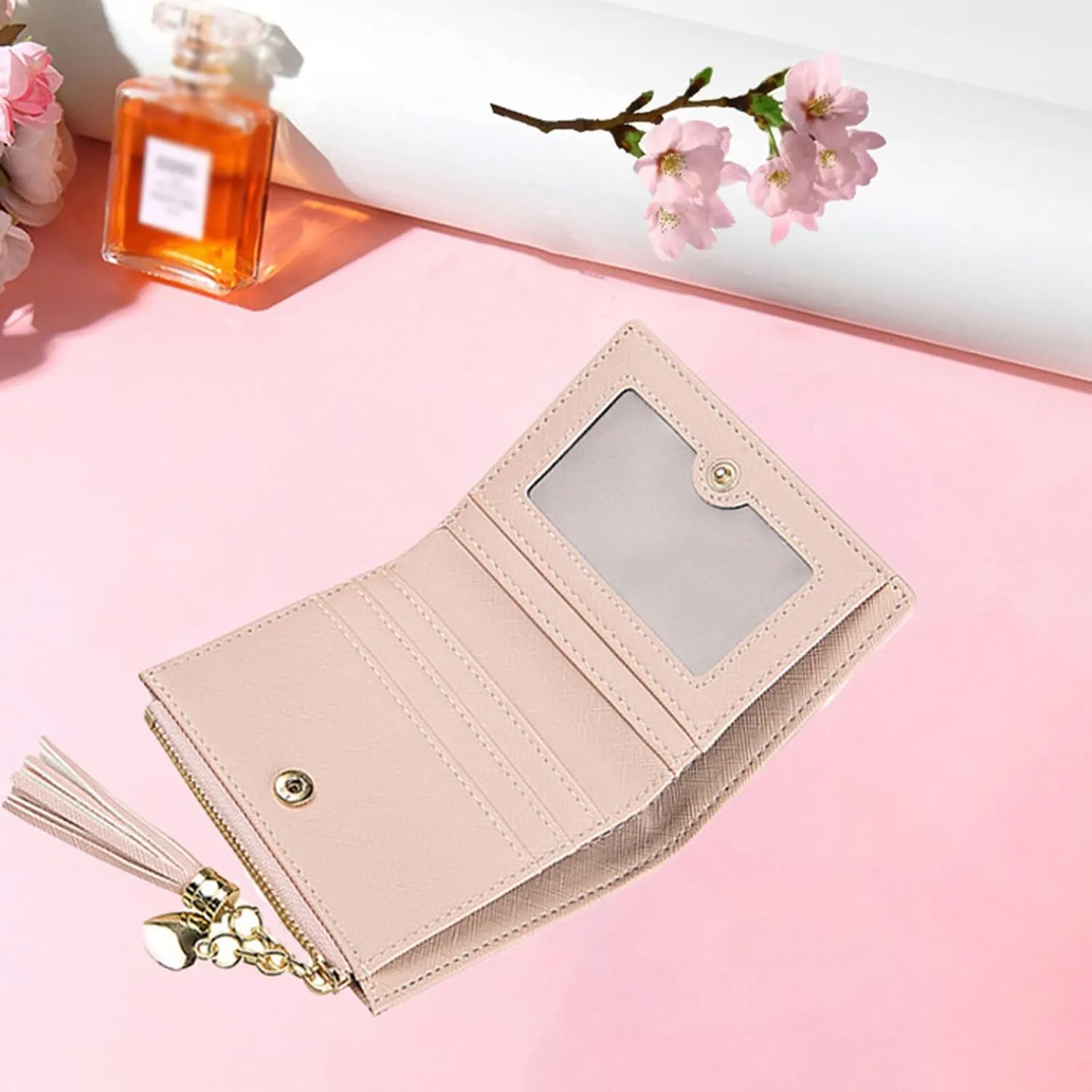 Wallets for Women Genuine Leather Credit Card Holder with RFID Blocking Large Capacity Wristlet Vanilla