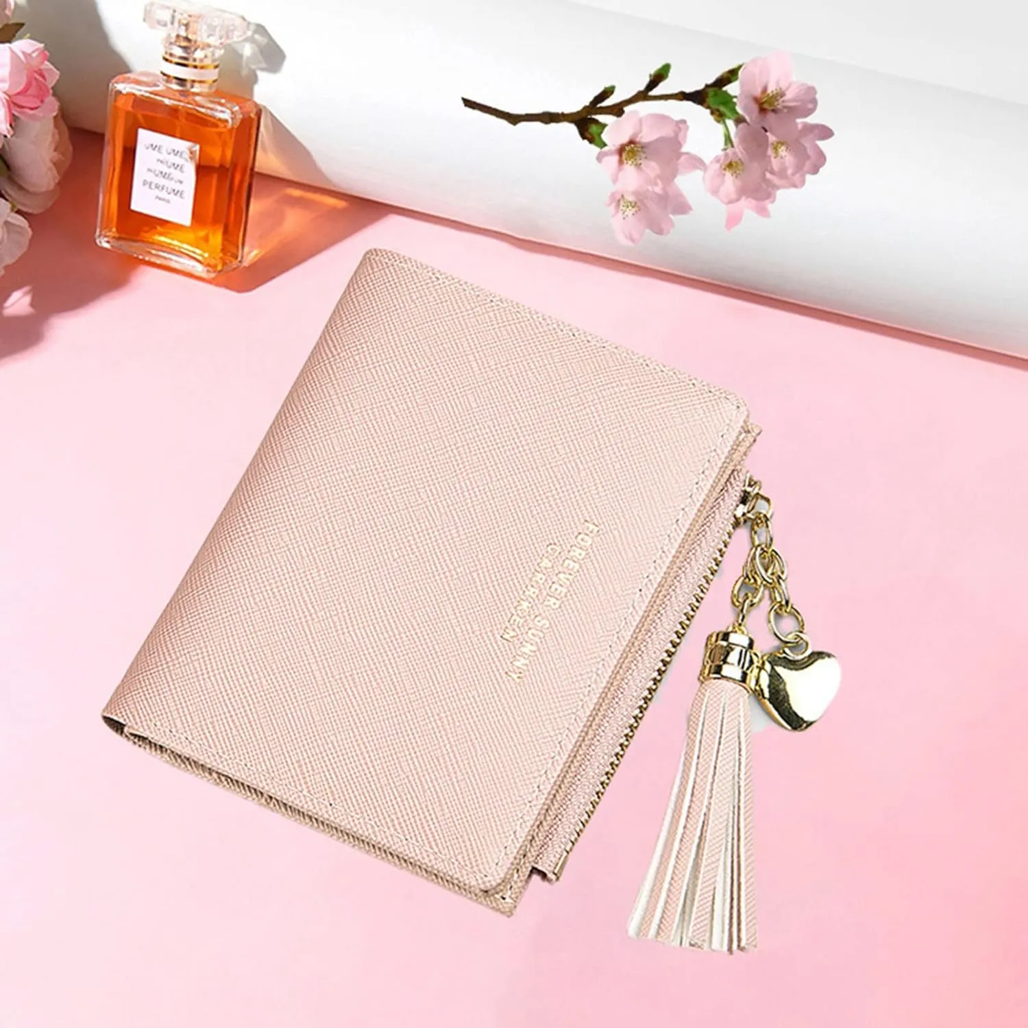 Wallets for Women Genuine Leather Credit Card Holder with RFID Blocking Large Capacity Wristlet Vanilla