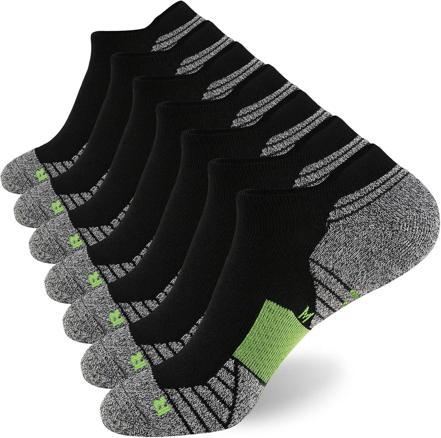 WANDER Men's Athletic Running Socks 7 Pairs Thick Cushion Ankle Socks for Men Sport Low Cut Socks 6-9/10-12/12-14