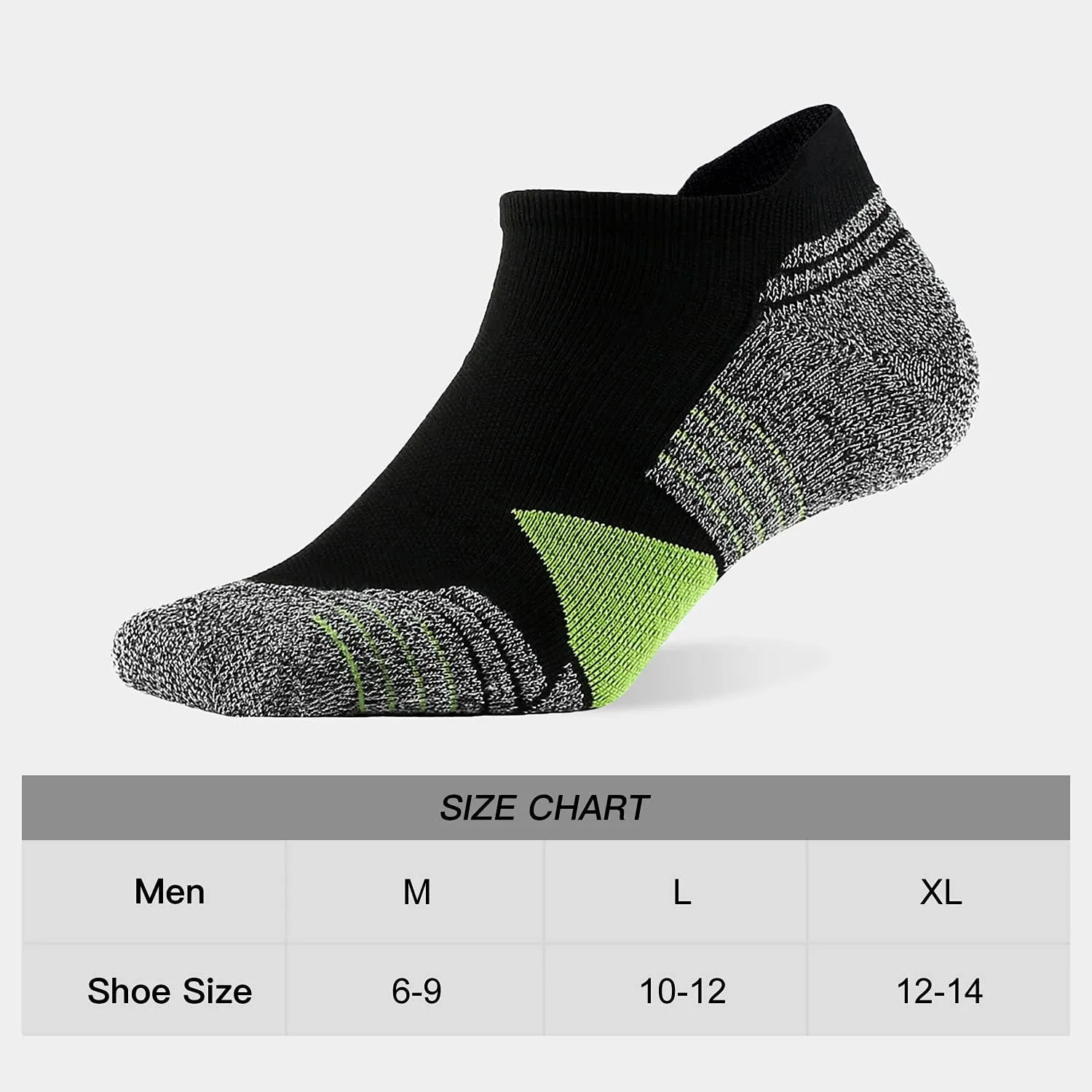 WANDER Men's Athletic Running Socks 7 Pairs Thick Cushion Ankle Socks for Men Sport Low Cut Socks 6-9/10-12/12-14