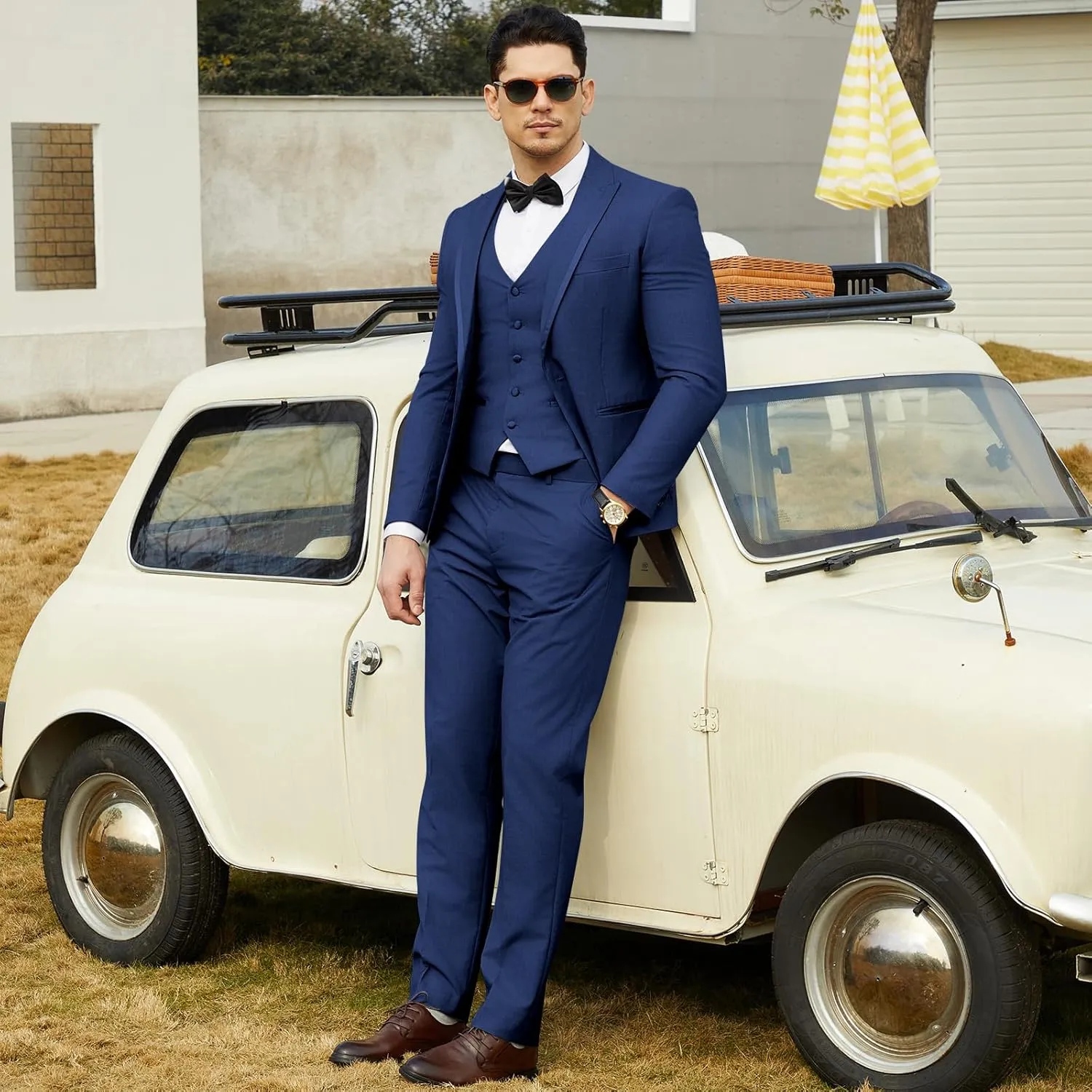 WEEN CHARM Men's 3 Piece Suit One Button Blazer Jacket Vest Pants Set Slim Fit Formal Wedding Business Suit Tuxedo Suit