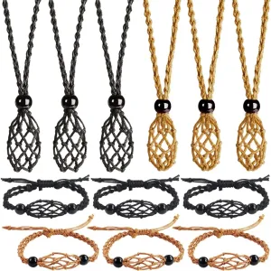 Weryerker 12-Piece Crystal Cage Necklace Holder with 1.57 Necklace Cord and Adjustable Hand-Woven Cord