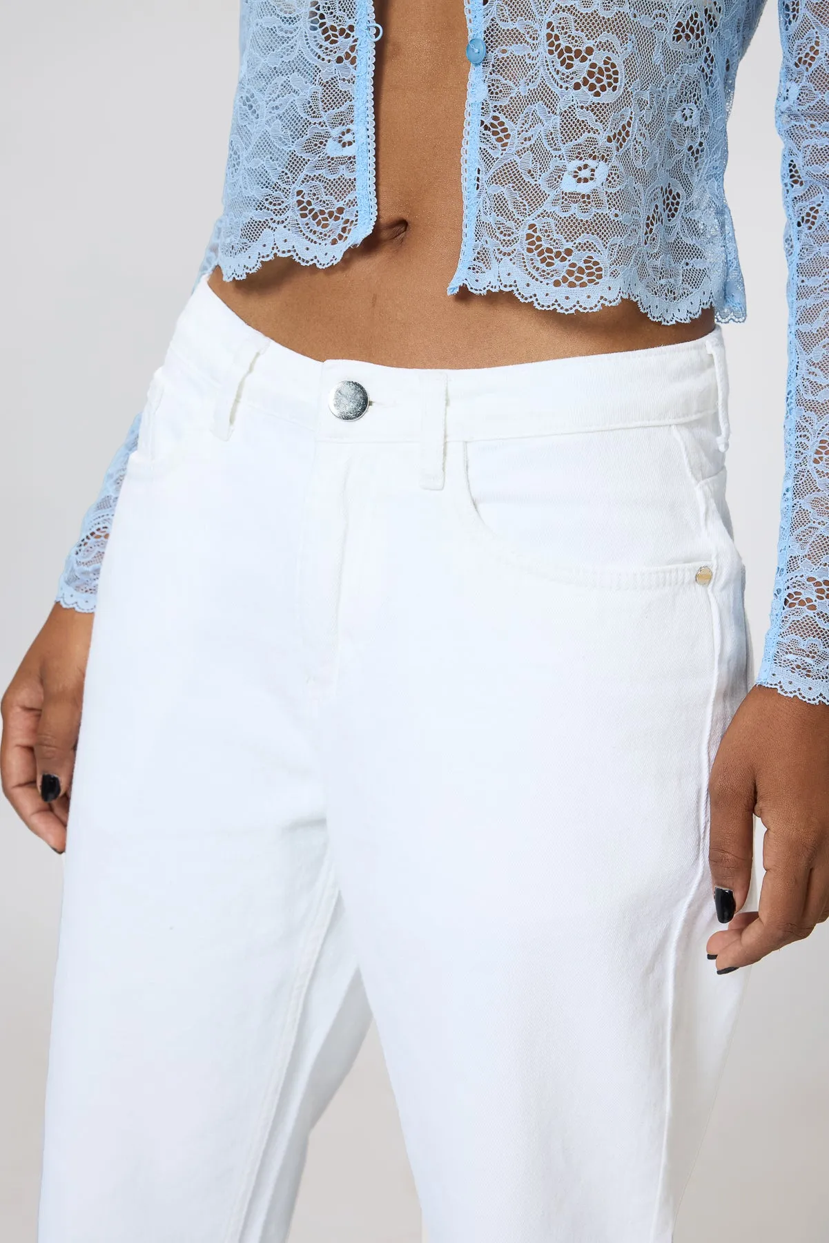 White Straight Tapered Jeans