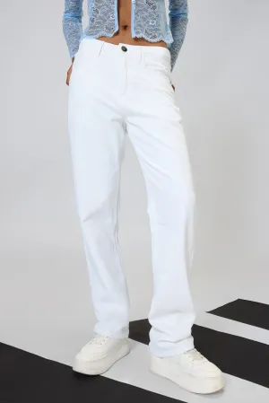 White Straight Tapered Jeans