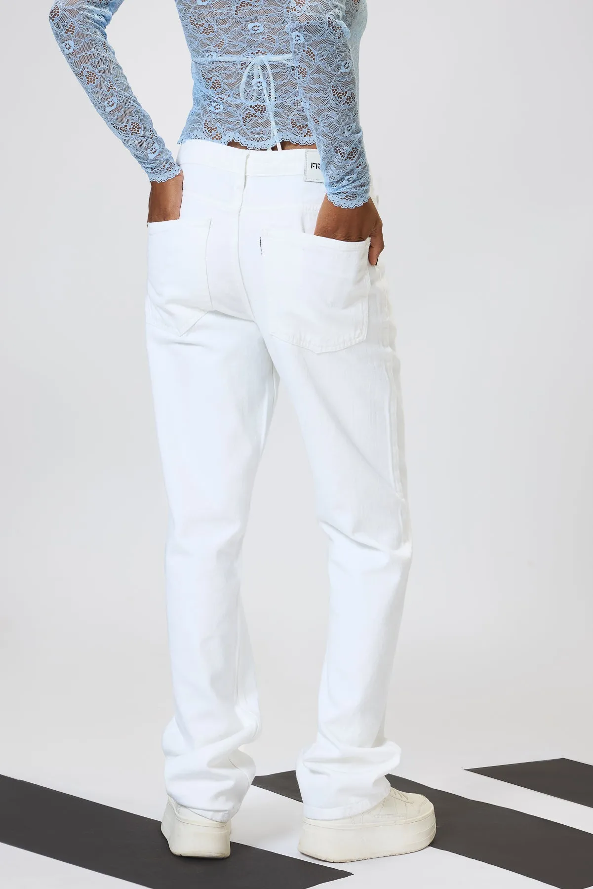 White Straight Tapered Jeans