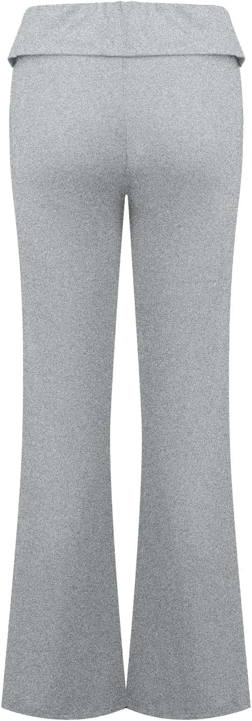 Wide Leg Pants Woman, High Waisted Summer Yoga Pants Flare Elastic Waist Stretchy Tummy Control Trousers