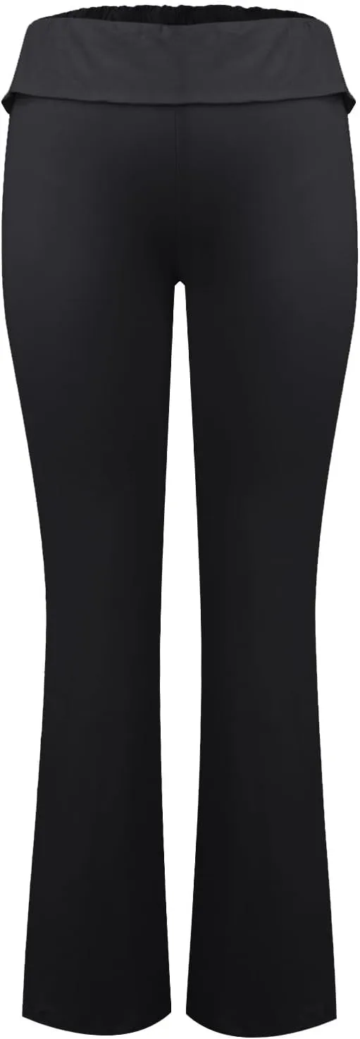 Wide Leg Pants Woman, High Waisted Summer Yoga Pants Flare Elastic Waist Stretchy Tummy Control Trousers