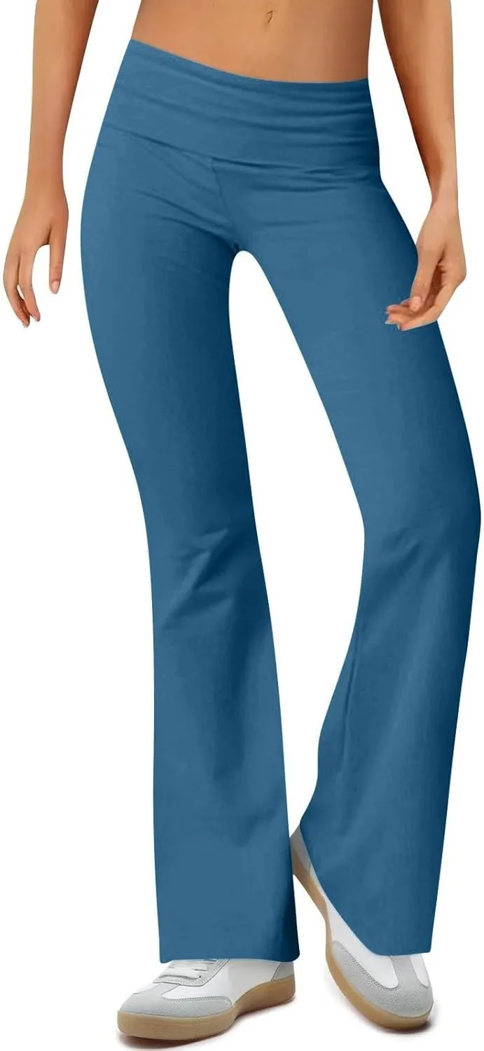 Wide Leg Yoga Pants for Women, Flare Summer Plus Size Pants High Waisted Tummy Control Trousers Stretchy Leggings