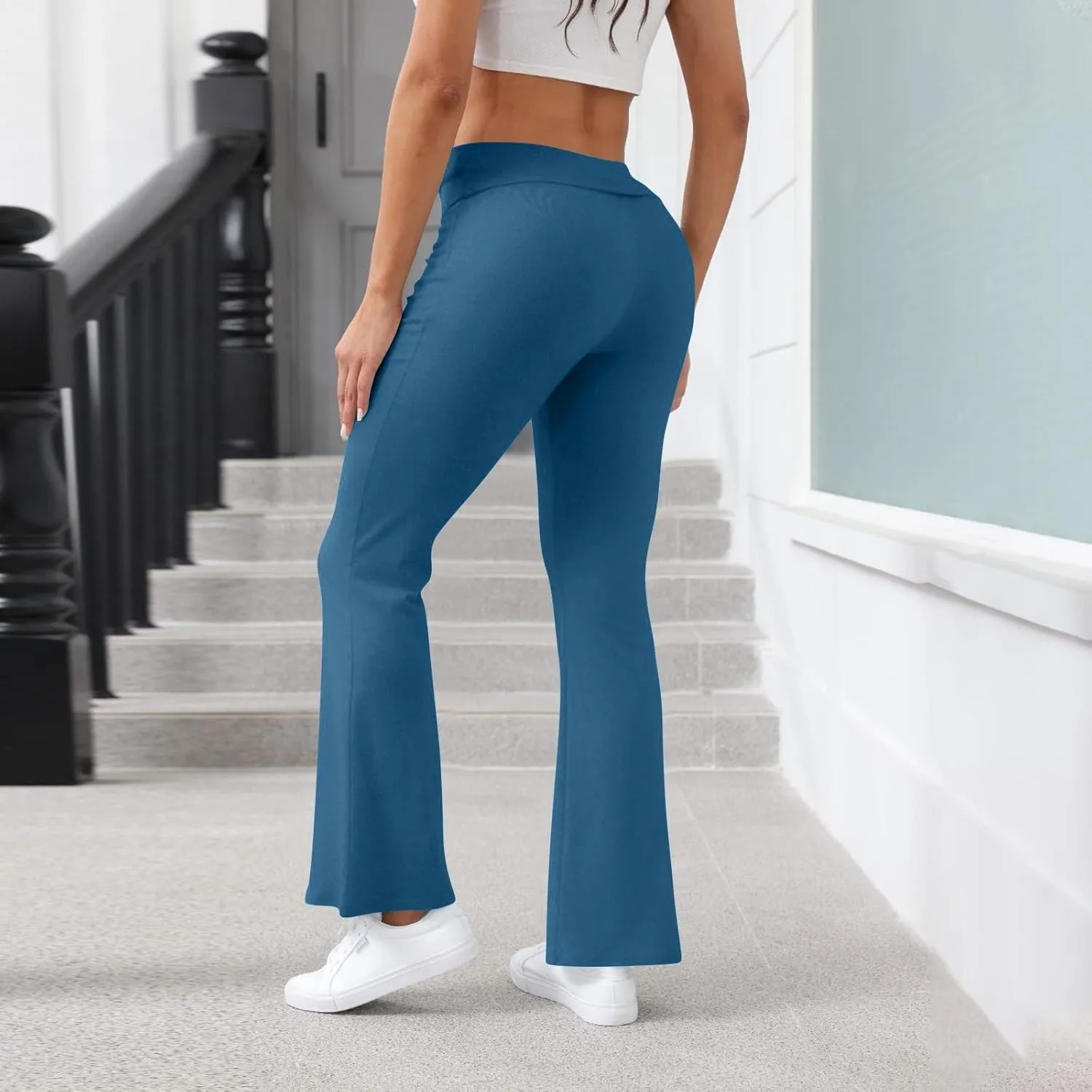Wide Leg Yoga Pants for Women, Flare Summer Plus Size Pants High Waisted Tummy Control Trousers Stretchy Leggings