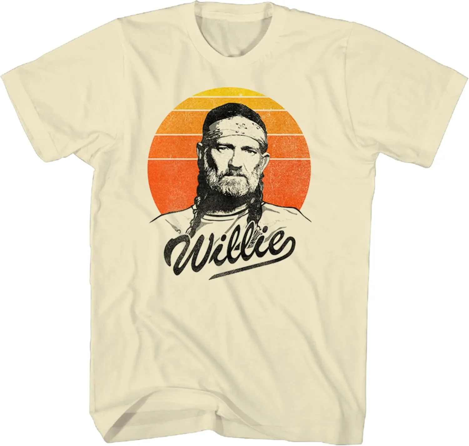 Willie Nelson Sunset Gradient Adult Short Sleeve T Shirt Vintage Style Country Icon Graphic Tees